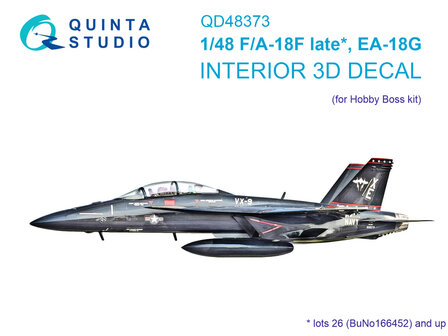 Quinta Studio QD48373 - F/A-18F late  / EA-18G 3D-Printed &amp; coloured Interior on decal paper (for Hobby Boss kit) - 1:48