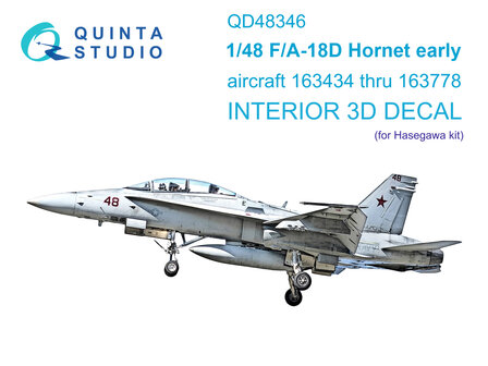 Quinta Studio QD48346 - FA-18D early 3D-Printed &amp; coloured Interior on decal paper (for Hasegawa kit) - 1:48