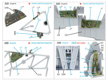 Quinta Studio QD48287 - Hawker Hurricane family 3D-Printed &amp; coloured Interior on decal paper (for Airfix kit) - 1:48