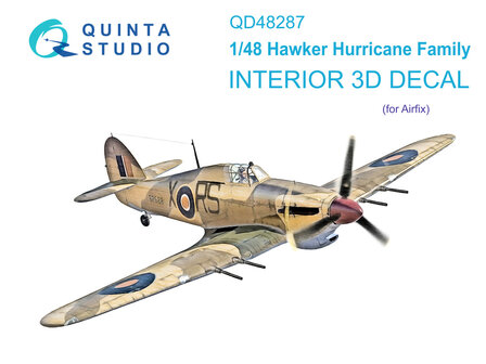 Quinta Studio QD48287 - Hawker Hurricane family 3D-Printed &amp; coloured Interior on decal paper (for Airfix kit) - 1:48