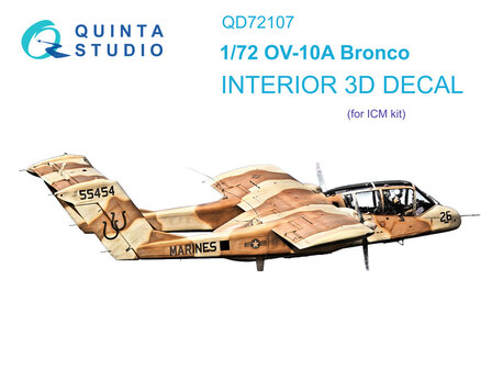 Quinta Studio QD72107 - OV-10A Bronco 3D-Printed &amp; coloured Interior on decal paper (for ICM kit) - 1:72