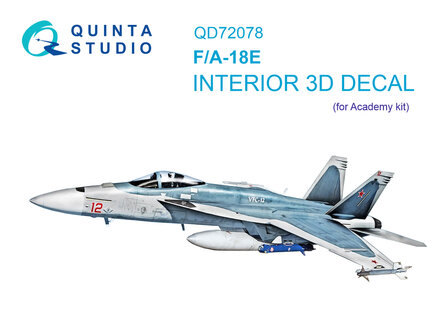 Quinta Studio QD72078 - F/A-18E 3D-Printed &amp; coloured Interior on decal paper (for Academy kit) - 1:72