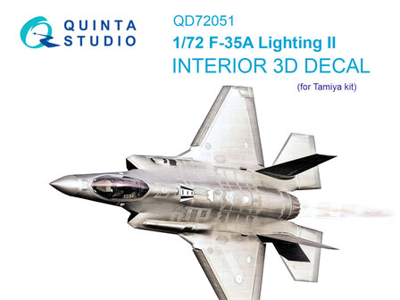 Quinta Studio QD72051 - F-35A Lighting II 3D-Printed &amp; coloured Interior on decal paper (for Tamiya kit) - 1:72