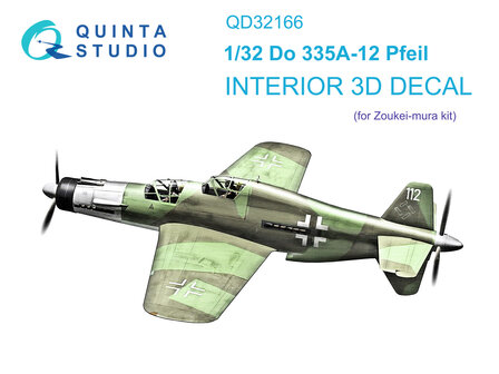 Quinta Studio QD32166 - Do 335A-12 3D-Printed &amp; coloured Interior on decal paper (for Zoukei-mura kit) - 1:32