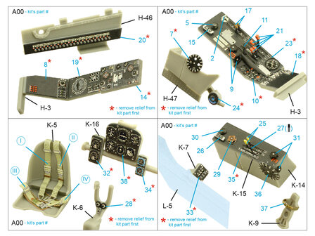 Quinta Studio QD32166 - Do 335A-12 3D-Printed &amp; coloured Interior on decal paper (for Zoukei-mura kit) - 1:32