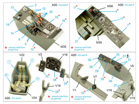 Quinta Studio QD32160 - Do 335A-10 3D-Printed &amp; coloured Interior on decal paper (for HK models kit) - 1:32