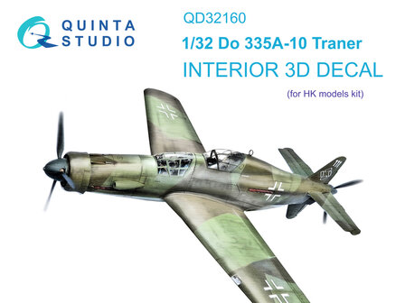 Quinta Studio QD32160 - Do 335A-10 3D-Printed &amp; coloured Interior on decal paper (for HK models kit) - 1:32