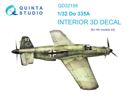 Quinta Studio QD32158 - Do 335A 3D-Printed &amp; coloured Interior on decal paper (for HK models kit) - 1:32