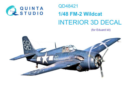 Quinta Studio QD48421 - FM-2 Wildcat 3D-Printed &amp; coloured Interior on decal paper (for Eduard kit) - 1:48