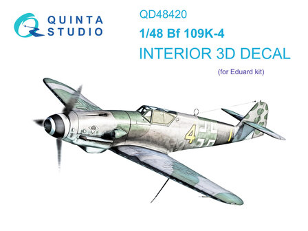 Quinta Studio QD48420 - Bf 109K-4 3D-Printed &amp; coloured Interior on decal paper (for Eduard kit) - 1:48