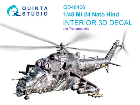 Quinta Studio QD48406 - Mi-24 Nato Hind 3D-Printed &amp; coloured Interior on decal paper (for Trumpeter kit) - 1:48