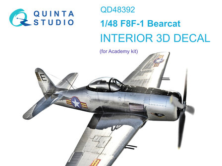 Quinta Studio QD48392 - F8F-1 Bearcat 3D-Printed &amp; coloured Interior on decal paper (for Academy kit) - 1:48