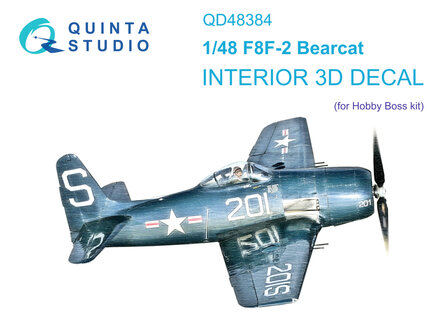 Quinta Studio QD48384 - F8F-2 Bearcat 3D-Printed &amp; coloured Interior on decal paper (for Hobby Boss kit) - 1:48