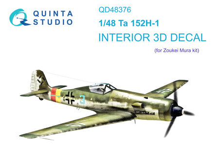 Quinta Studio QD48376 - Ta 152H 3D-Printed &amp; coloured Interior on decal paper (for Zoukei Mura kit) - 1:48