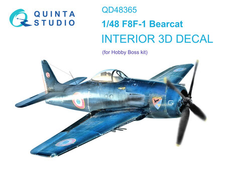 Quinta Studio QD48365 - F8F-1 Bearcat 3D-Printed &amp; coloured Interior on decal paper (for Hobby Boss kit) - 1:48