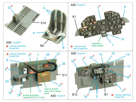 Quinta Studio QD48336 - P-47D Thunderbolt Razorback 3D-Printed &amp; coloured Interior on decal paper (for Tamiya kit) - 1:48