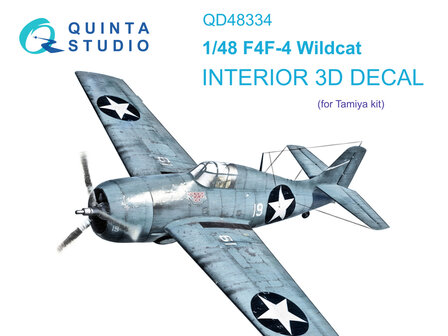 Quinta Studio QD48334 - F4F-4 Wildcat 3D-Printed &amp; coloured Interior on decal paper (for Tamiya kit) - 1:48