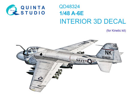 Quinta Studio QD48324 - A-6E 3D-Printed &amp; coloured Interior on decal paper (for Kinetic kit) - 1:48