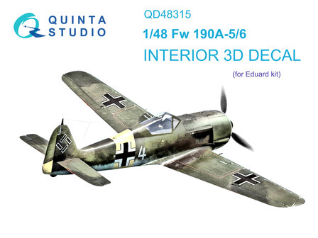 Quinta Studio QD48315 - Fw 190A-5/6 3D-Printed &amp; coloured Interior on decal paper (for Eduard kit) - 1:48