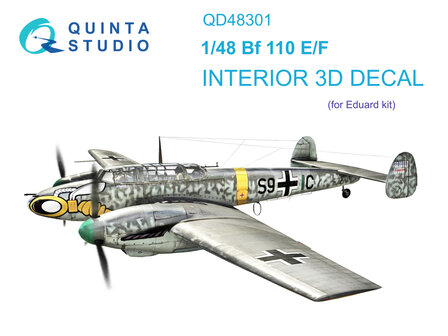 Quinta Studio QD48301 - Bf 110E/F 3D-Printed &amp; coloured Interior on decal paper (for Eduard kit) - 1:48