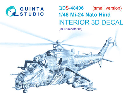 Quinta Studio QDS-48406 - Mi-24 Nato Hind 3D-Printed &amp; coloured Interior on decal paper (for Trumpeter kit) - Small Version - 1:48