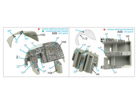 Quinta Studio QDS-48372 - A-6A 3D-Printed &amp; coloured Interior on decal paper (for Kinetic kit) - Small Version - 1:48