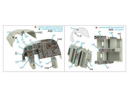 Quinta Studio QDS-48324 - A-6E 3D-Printed &amp; coloured Interior on decal paper (for Kinetic kit) - Small Version - 1:48