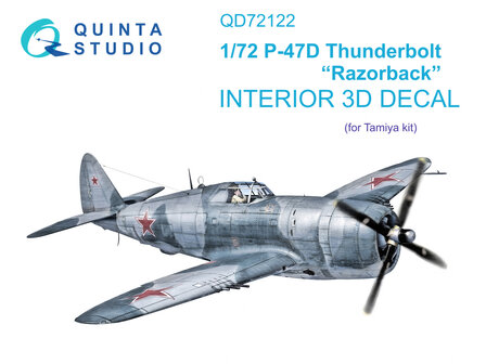 Quinta Studio QD72122 - P-47D Thunderbolt Razorback 3D-Printed &amp; coloured Interior on decal paper (for Tamiya kit) - 1:72