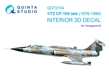 Quinta Studio QD72104 - CF-104 late 3D-Printed &amp; coloured Interior on decal paper (for Hasegawa kit) - 1:72