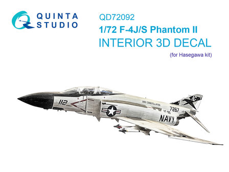 Quinta Studio QD72092 - F-4J/S 3D-Printed &amp; coloured Interior on decal paper (for Hasegawa) - 1:72