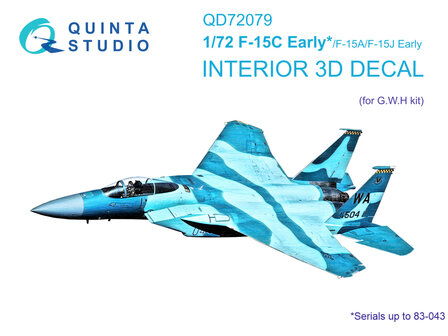 Quinta Studio QD72079 - F-15C Early/F-15A/F-15J early 3D-Printed &amp; coloured Interior on decal paper (for GWH kit) - 1:72