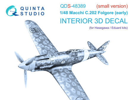 Quinta Studio QDS-48389 - Macchi C.202 Folgore Early 3D-Printed &amp; coloured Interior on decal paper (for Hasegawa/Eduard kit) - Small Version - 1:48