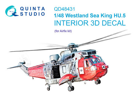 Quinta Studio QD48431 - Westland Sea King HU.5 3D-Printed &amp; coloured Interior on decal paper (for Airfix kit) - 1:48