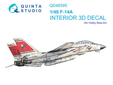 Quinta Studio QD48395 - F-14A 3D-Printed &amp; coloured Interior on decal paper (for Hobby Boss kit) - 1:48