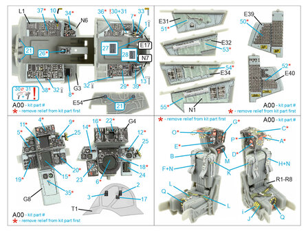 Quinta Studio QD48395 - F-14A 3D-Printed &amp; coloured Interior on decal paper (for Hobby Boss kit) - 1:48