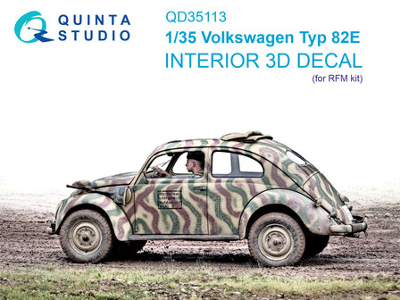 Quinta Studio QD35113 - Volkswagen Typ 82E 3D-Printed &amp; coloured Interior on decal paper (for RFM kit) - 1:35