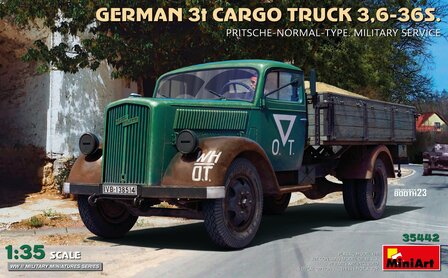 MiniArt 35442 - German 3T Cargo Truck 3,6-36S. Pritsche-Normal-Type Military Service - 1:35