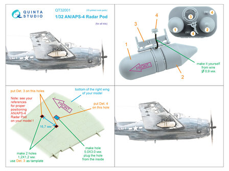 Quinta Studio QT32001 - AN/APS-4 Radar Pod (All kits) - 1:32