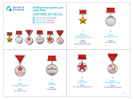 Quinta Studio QM16001 - USSR pre-war awards, pt1 (until 1943) - 1:16