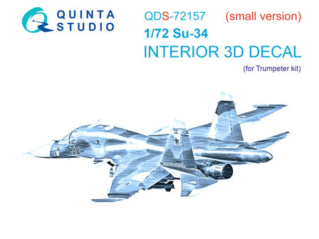 Quinta Studio QDS-72157 - Su-34 3D-Printed &amp; coloured Interior on decal paper (for Trumpeter kit)- Small Version - 1:72