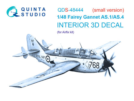 Quinta Studio QDS-48444 - Fairey Gannet AS.1_AS.4 3D-Printed &amp; coloured Interior on decal paper (for Airfix kit) - Small Version - 1:48