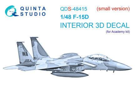 Quinta Studio QDS-48415 - F-15D 3D-Printed &amp; coloured Interior on decal paper (for Academy kit) - Small Version - 1:48