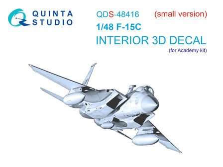 Quinta Studio QDS-48416 - F-15C 3D-Printed &amp; coloured Interior on decal paper (for Academy kit) - Small Version - 1:48