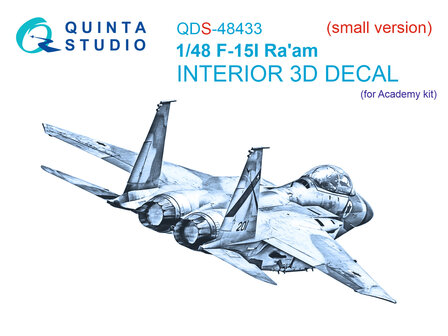 Quinta Studio QDS-48433 - F-15I 3D-Printed &amp; coloured Interior on decal paper (for Academy kit) - Small Version - 1:48