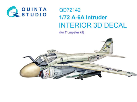 Quinta Studio QD72142 - A-6A Intruder 3D-Printed &amp; coloured Interior on decal paper (for Trumpeter kit) - 1:72