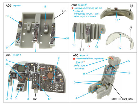 Quinta Studio QD72142 - A-6A Intruder 3D-Printed &amp; coloured Interior on decal paper (for Trumpeter kit) - 1:72