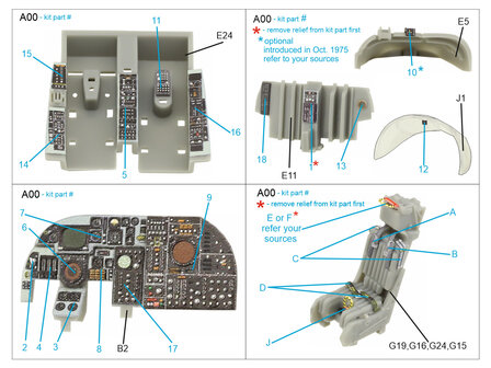 Quinta Studio QD72143 - A-6E Intruder 3D-Printed &amp; coloured Interior on decal paper (for Trumpeter kit) - 1:72