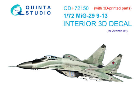 Quinta Studio QD+72150 - MiG-29 9-13 3D-Printed &amp; coloured Interior on decal paper (for 7278 Zvezda) (with 3D-printed resin part) - 1:72