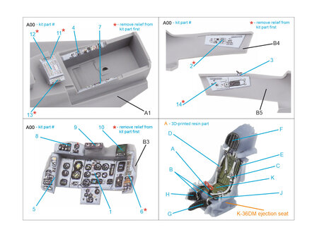 Quinta Studio QD+72150 - MiG-29 9-13 3D-Printed &amp; coloured Interior on decal paper (for 7278 Zvezda) (with 3D-printed resin part) - 1:72