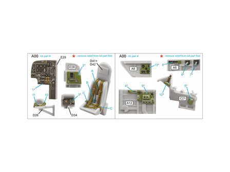 Quinta Studio QD72138 - Bristol Beaufort Mk.I 3D-Printed &amp; coloured Interior on decal paper (for Airfix kit) - 1:72